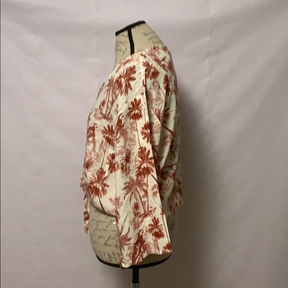 NWT LEYDEN RED TROPICAL TIE FRONT BLOUSE‎ SZ XL - Picture 3 of 6